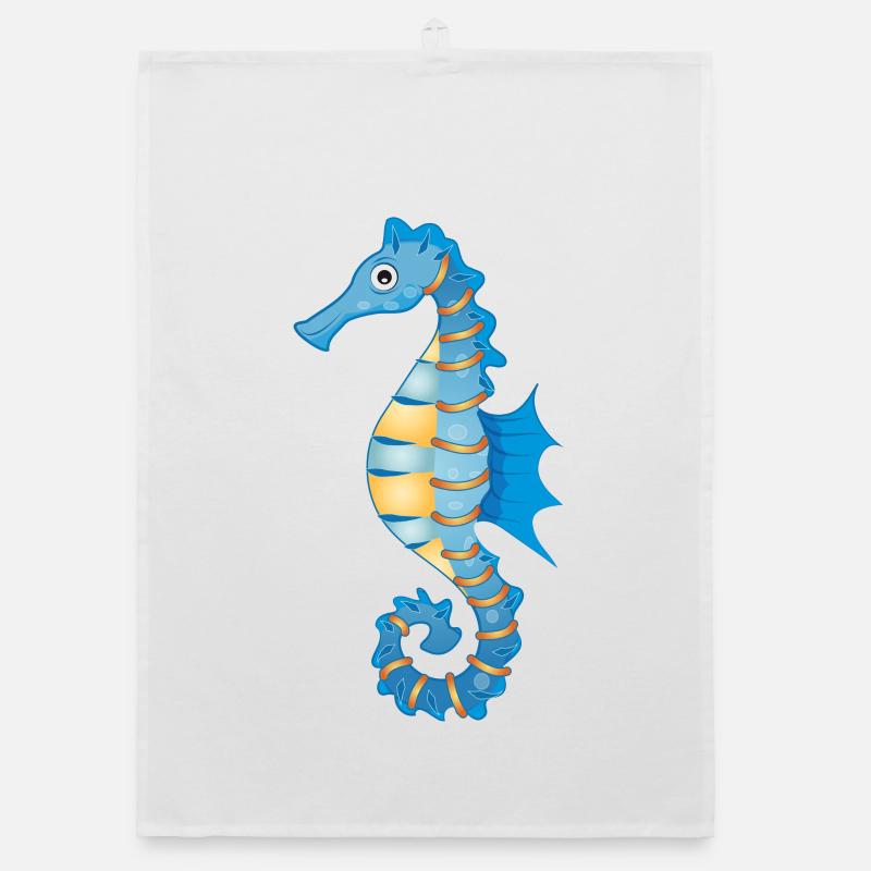 mignon hippocampe bleu dans le style comique Torchon bio