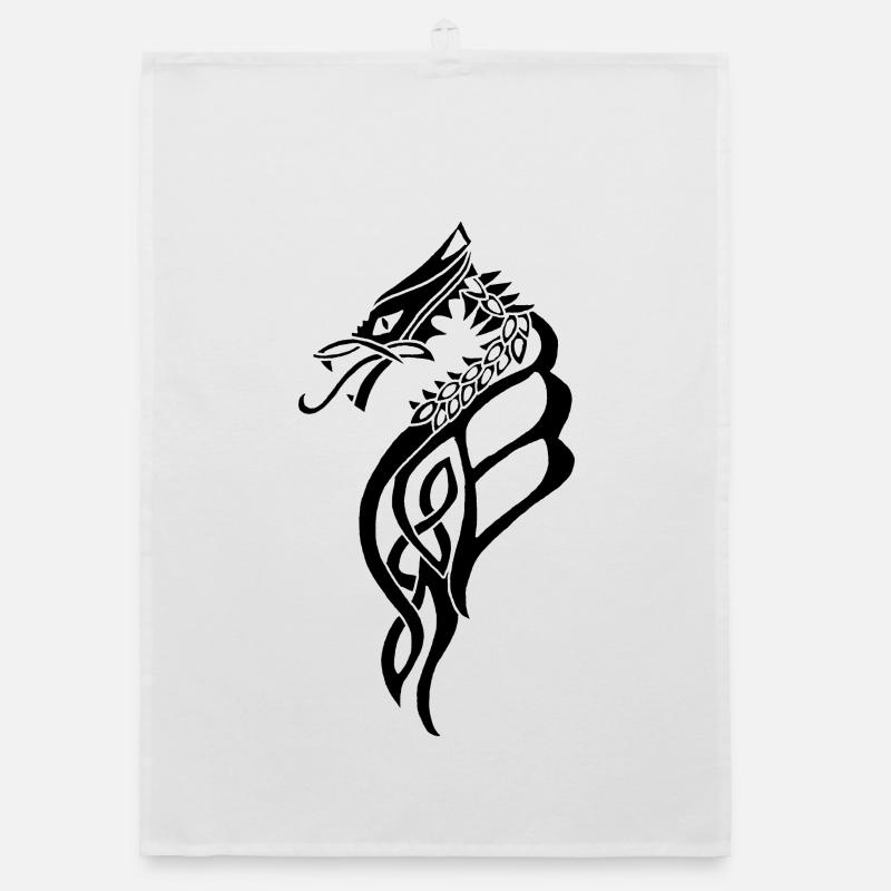 Great Black Celtic Dragon Organic dish towel