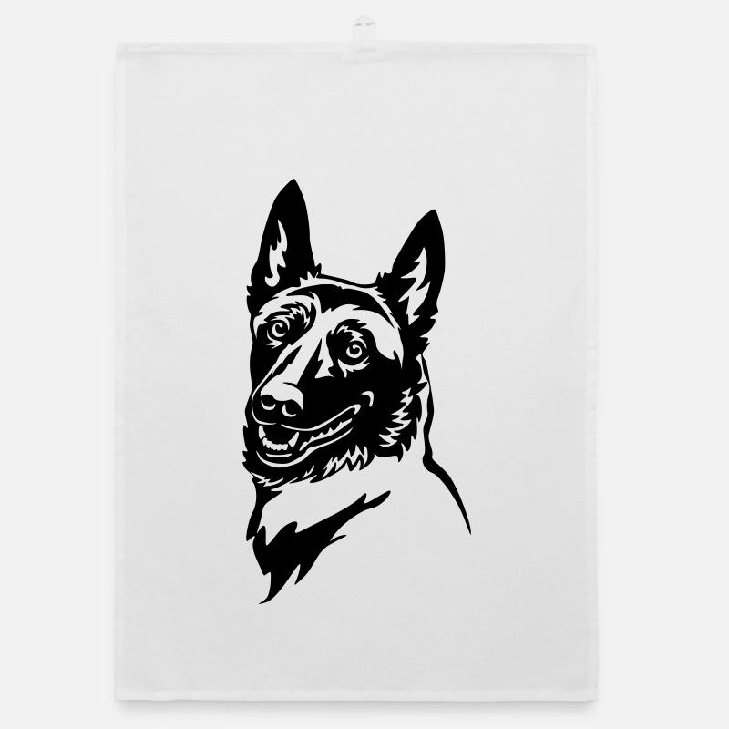 Malinois Kopf - Organic Geschirrtuch - Weiß