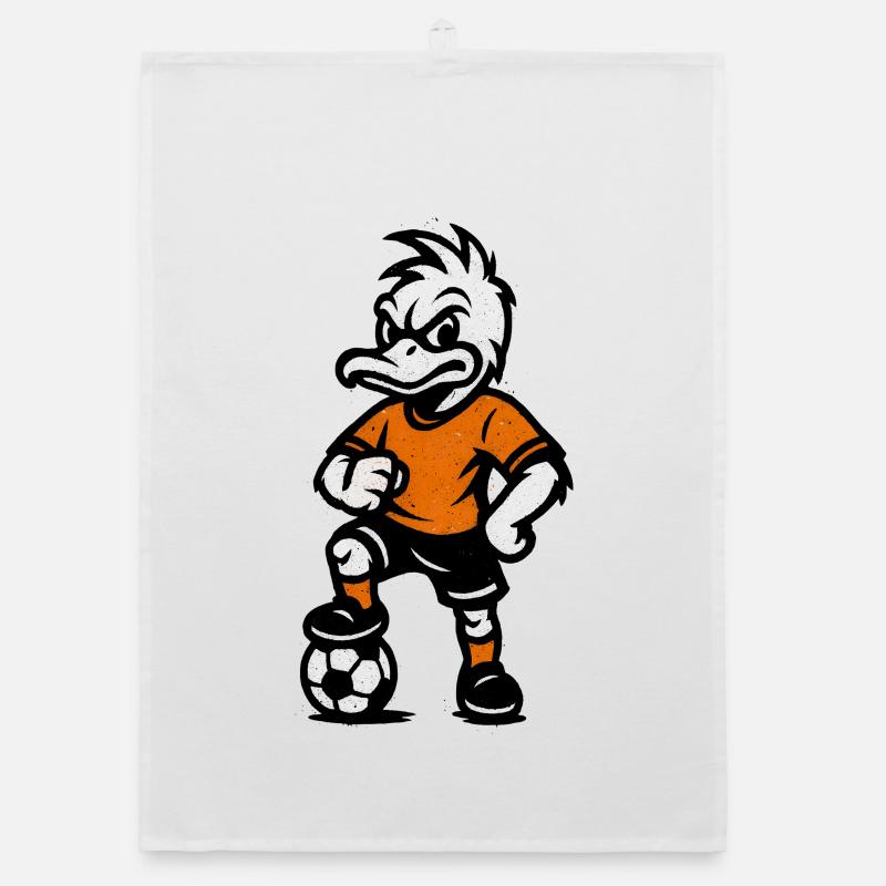 Retro Duck Soccer Hero Organic dish towel