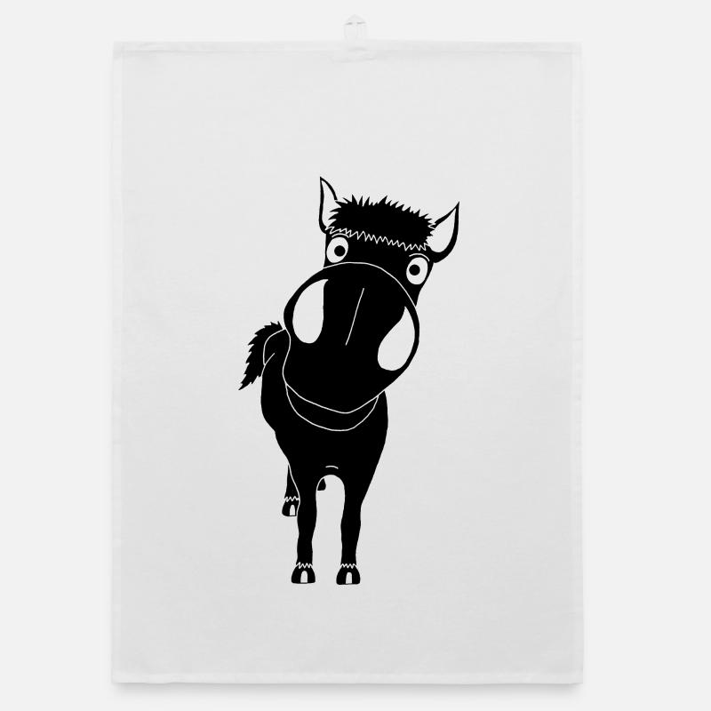 Gros plan sur un cheval (noir) Torchon bio