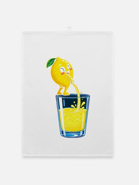 Zitronenheld Spritziges Glasbild - Organic Geschirrtuch - Weiß - Vorne