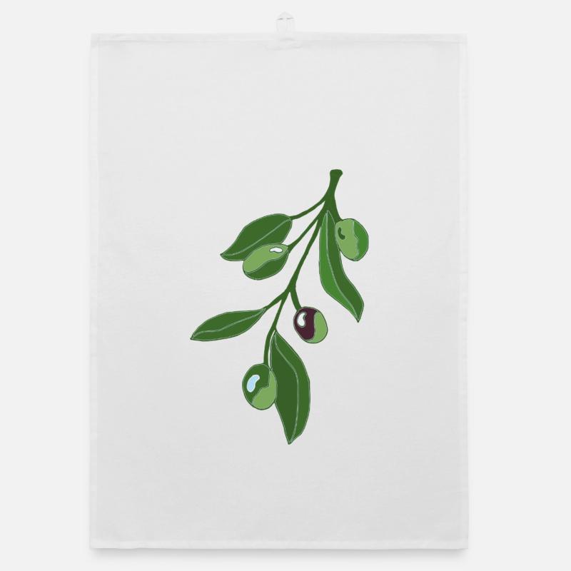 Olive Branch Botany Illustration Organic dish towel