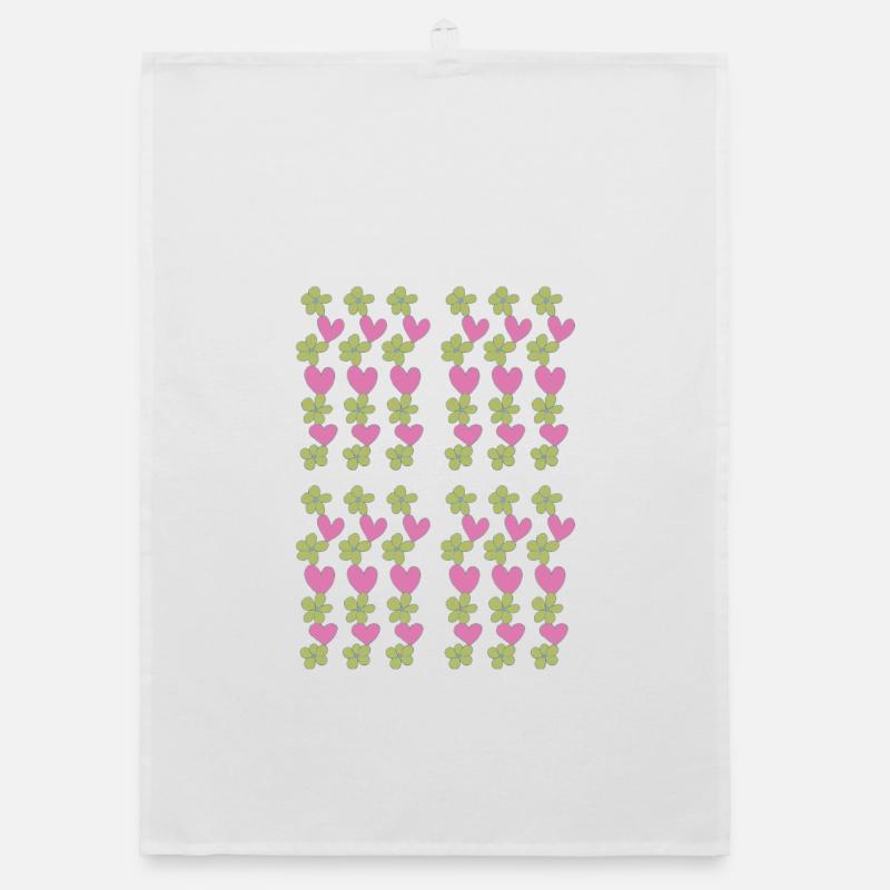 hearts flowers pattern Organic dish towel