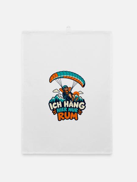 Paragliding Humor Ich häng hier Rum - Organic Geschirrtuch - Weiß - Vorne