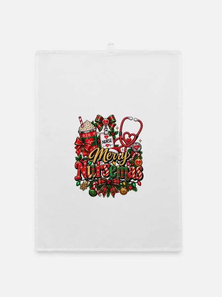 Weihnachtsfeier der Krankenschwester - Organic Geschirrtuch - Weiß