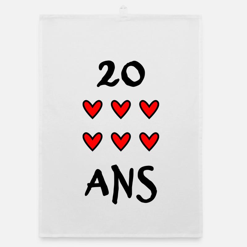 20. 20 ANS. 20e ANNIVERSAIRE. ANNIVERSAIRE 20 ANS. Torchon bio