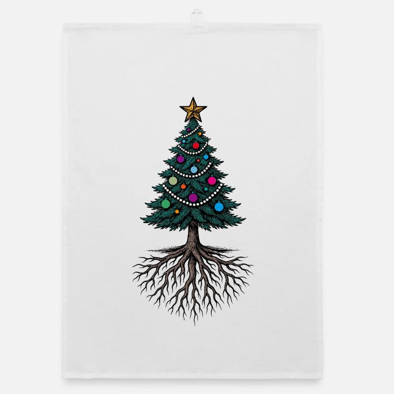 Christmas tree with roots – festively rooted Organic dish towel