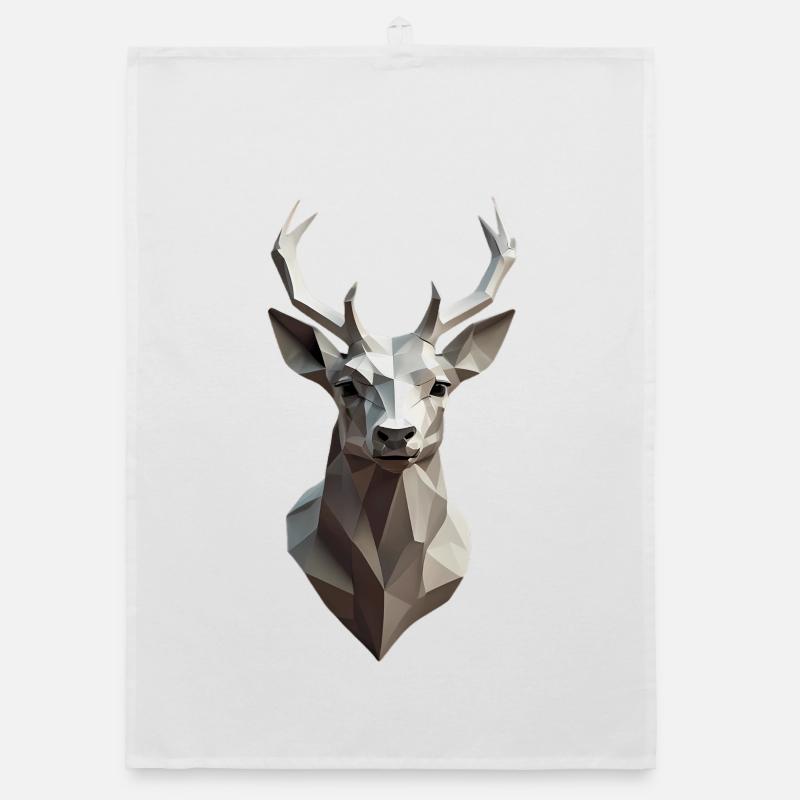 Tête de cerf géométrique Low-Poly Torchon bio