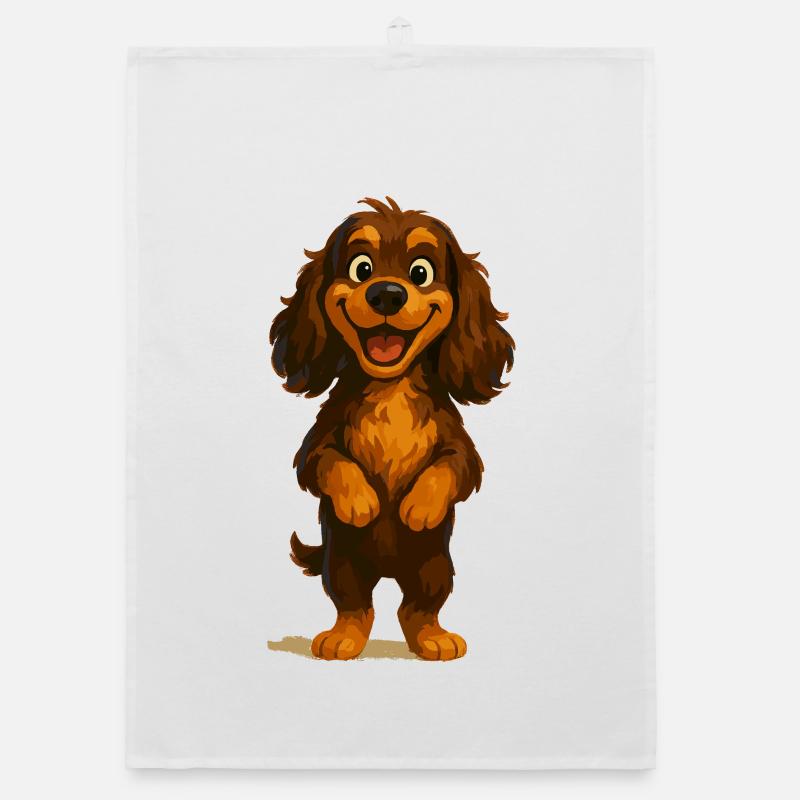 Cocker Spaniel breit grinsend Organic Geschirrtuch