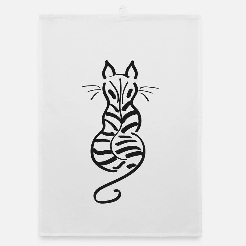 Cat Minimalist Line Back Stripe Tiger Organic dish towel