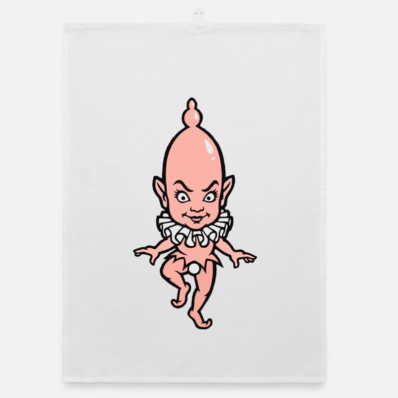 Cute Devil Baby with Collar Organic dish towel
