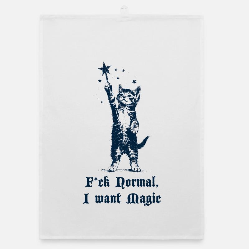 F*ck Normal I Want Magic - Kitten with Wand Organic dish towel