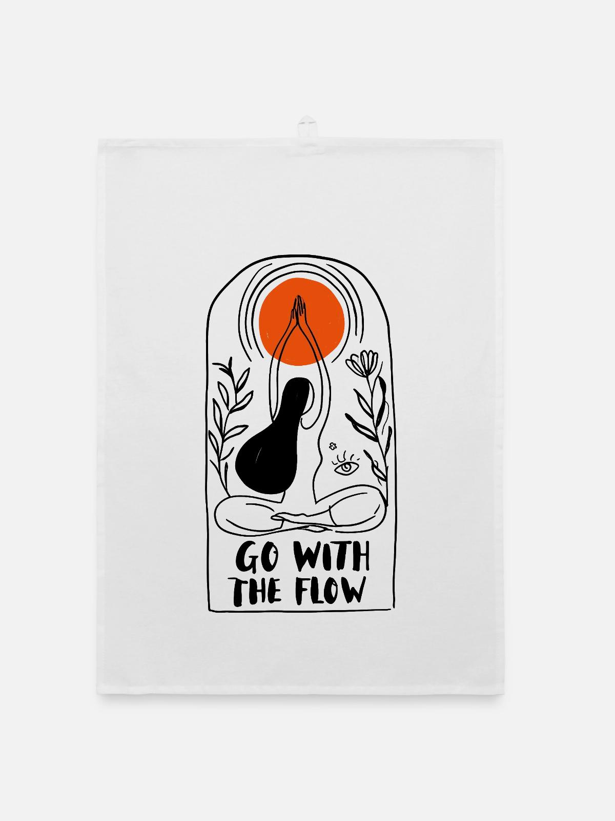 Go with the flow - Organic Geschirrtuch - Weiß - Vorne