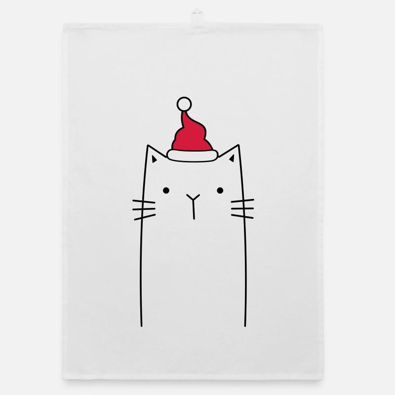 Chat Nikolaus Noël bonnet idée cadeau Torchon bio