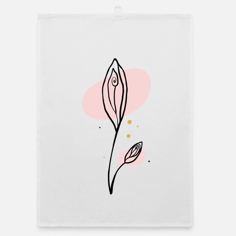 Art au trait abstrait rose Torchon bio