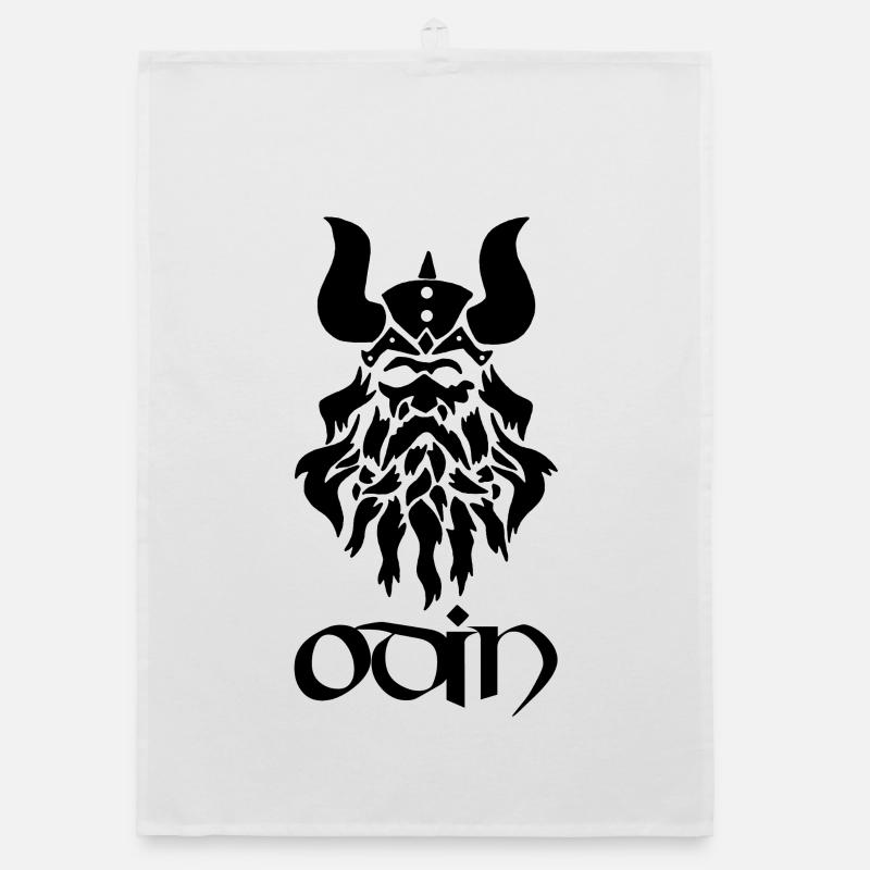 Nordischer Gott Odin (schwarz) - Organic Geschirrtuch - Weiß