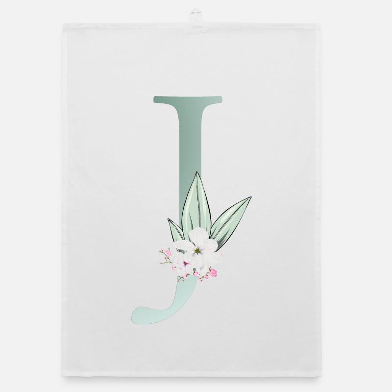 J Monogram, Floral, Personnalisable Torchon bio