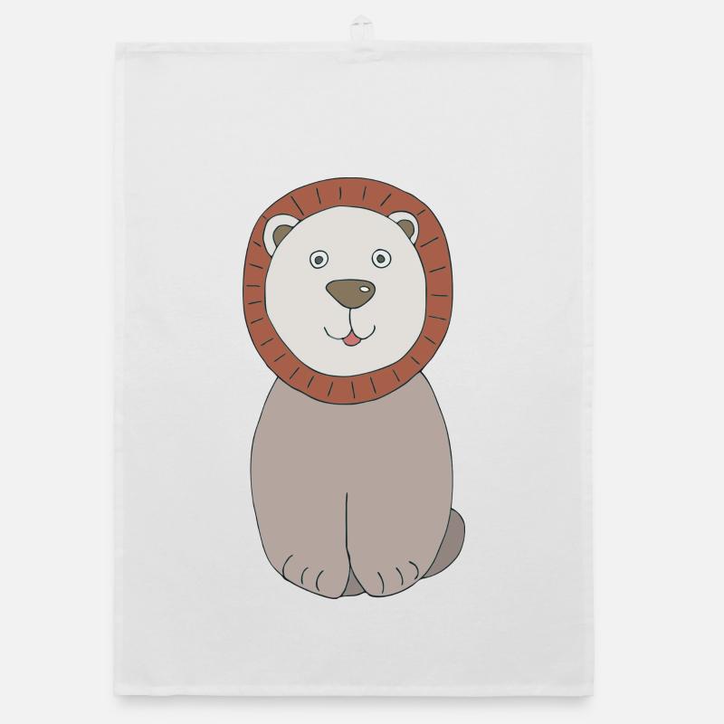 Lion head with friendly face Organic dish towel