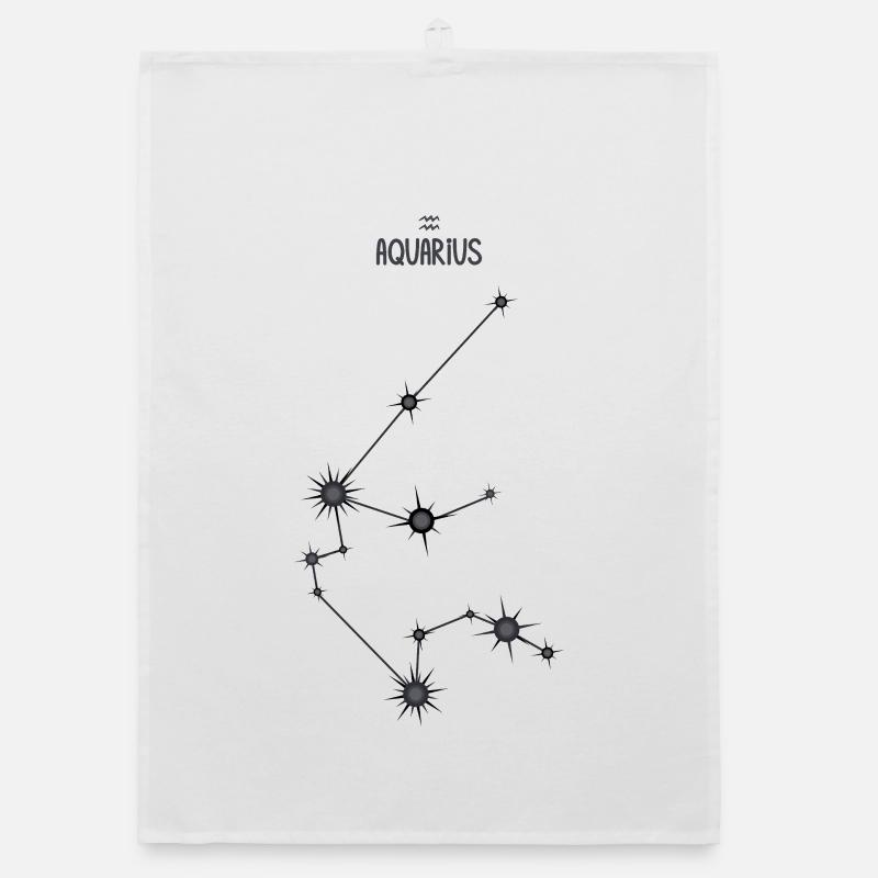 Wassermann Sternzeichen Sternbild Schwarz & Grau Organic Geschirrtuch