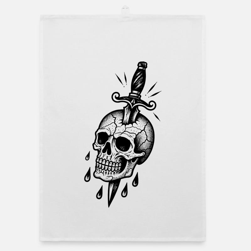 Crâne fêlé avec un poignard Torchon bio