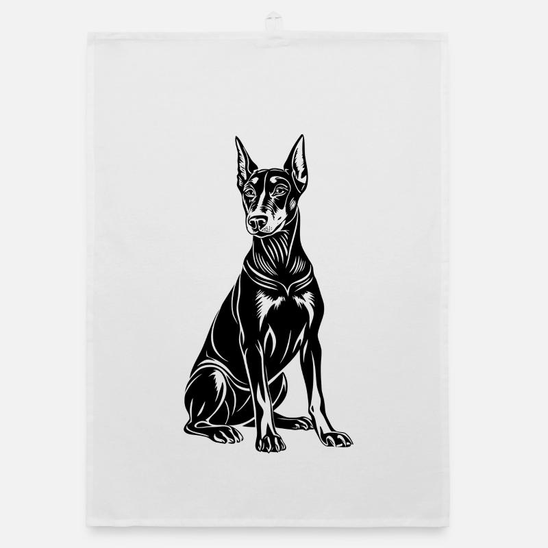 Assis par le doberman Torchon bio