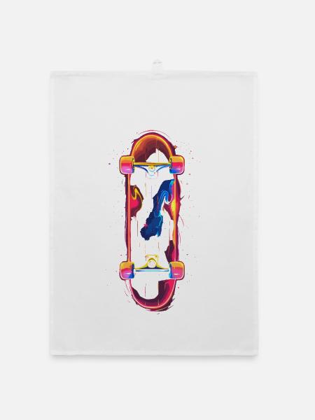 Skateboard 80s Look - Organic dish towel - white - Front