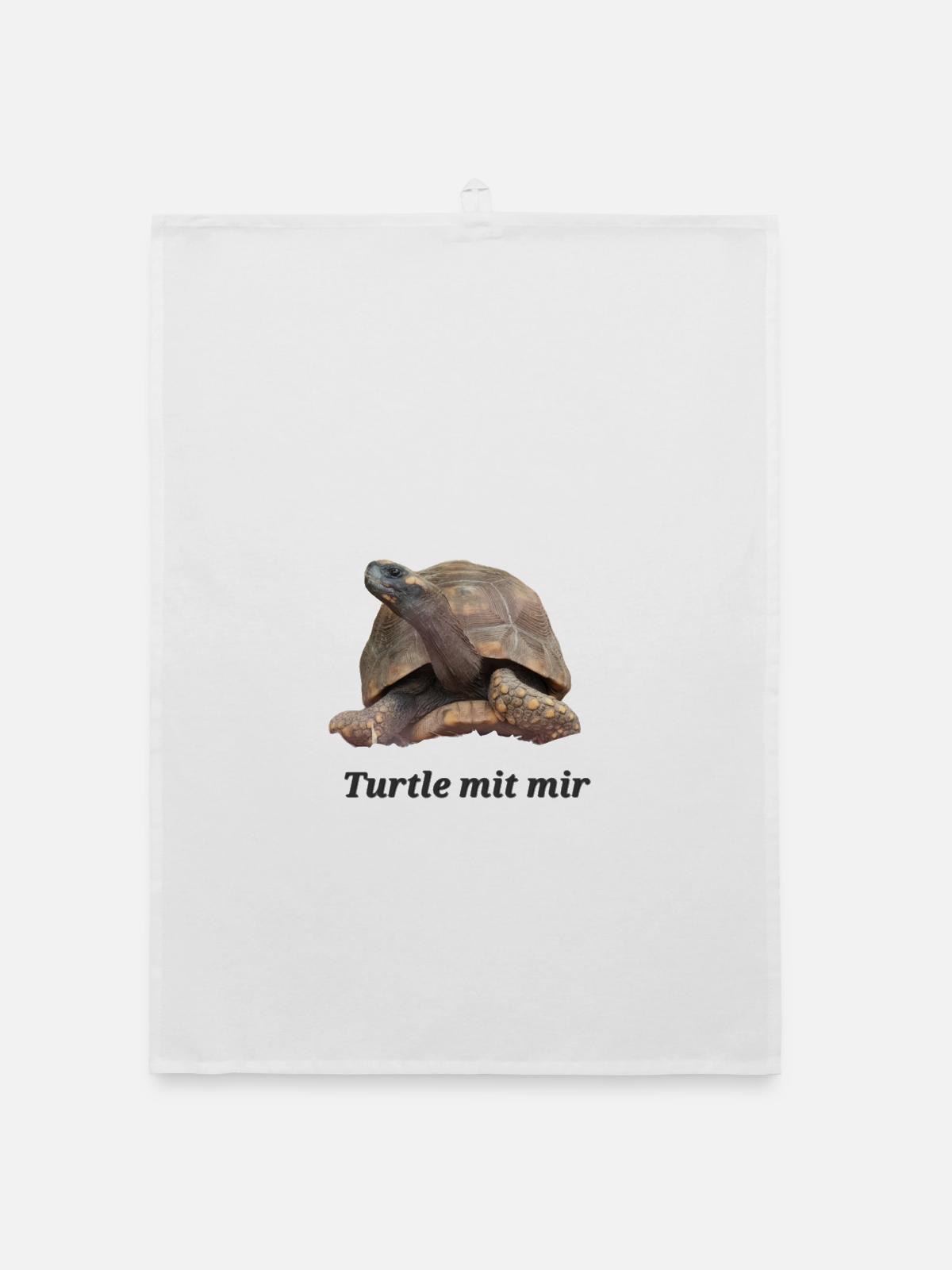 Turtle mit mir - Organic Geschirrtuch - Weiß - Vorne