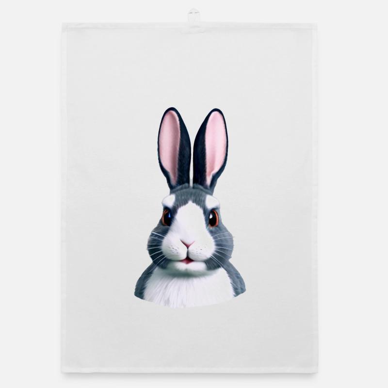 Rabbit - Not only at Easter - Organic dish towel - white