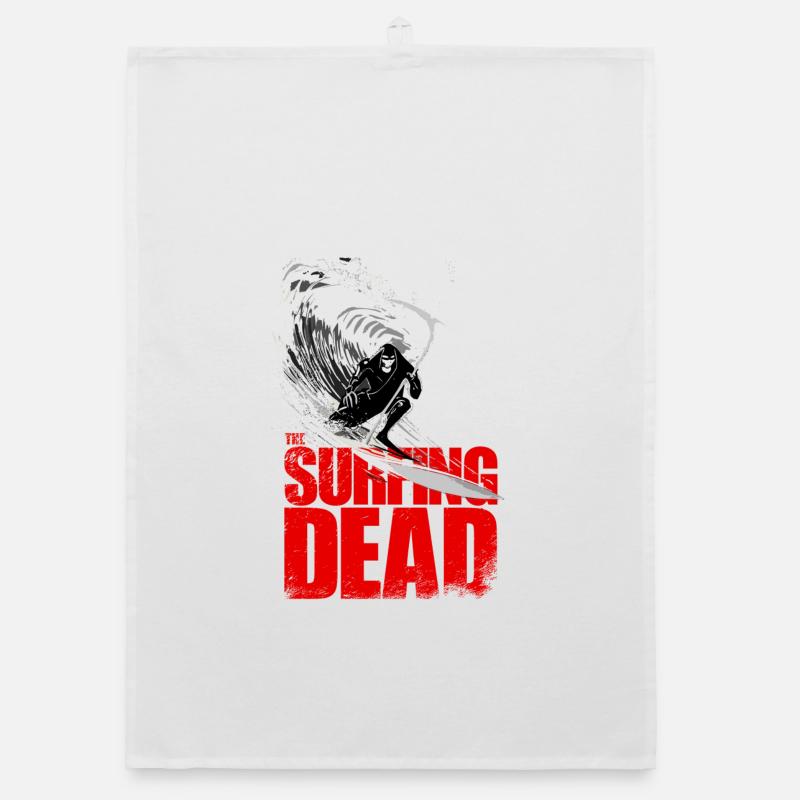 Surfing Dead Sensenmann Surfer Wave Design Organic Geschirrtuch