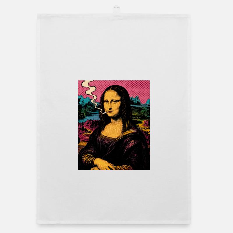 Mona Lisa Rauchen Pop Art Organic Geschirrtuch