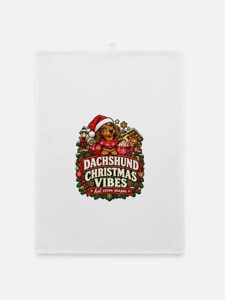 Christmas Dachshund - Organic Geschirrtuch - Weiß - Vorne