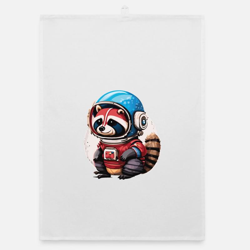 Spaceman raton laveur avec smartphone Torchon bio