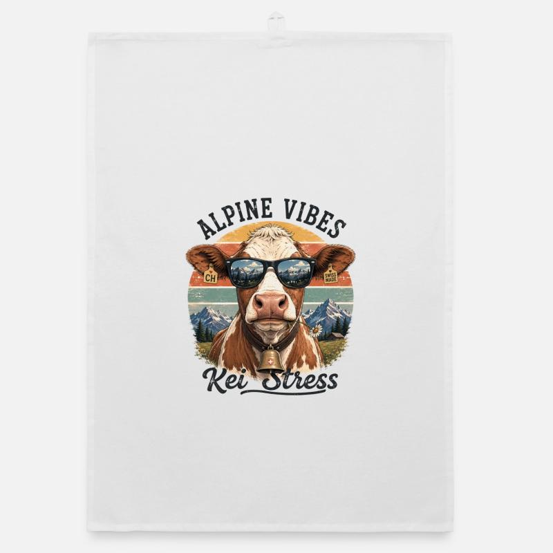 Alpine Vibes Kuh Kei Stress Organic Geschirrtuch