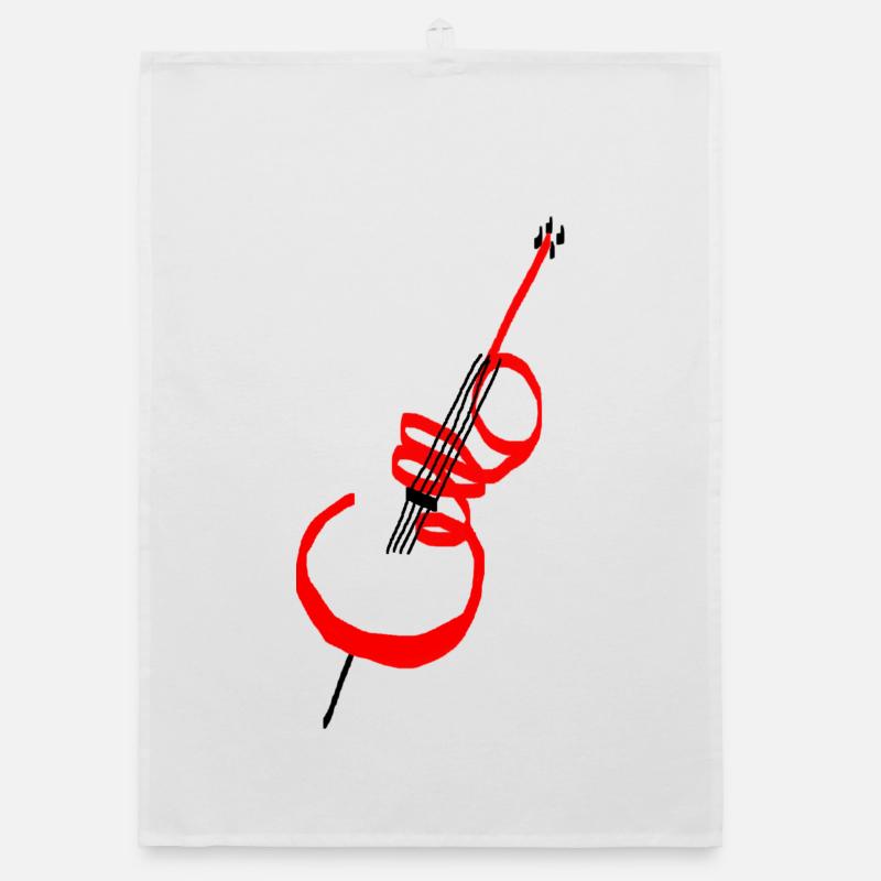 Cello Schriftzug rot - Organic Geschirrtuch - Weiß