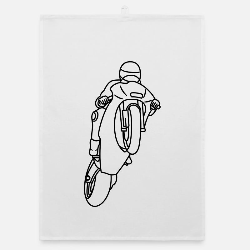 Wheelie extrem mit Rennmotorrad - dunkel - Organic Geschirrtuch - Weiß