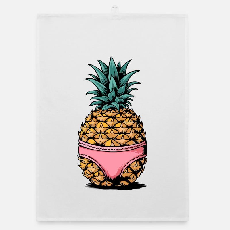 Ananas in Pink Organic Geschirrtuch