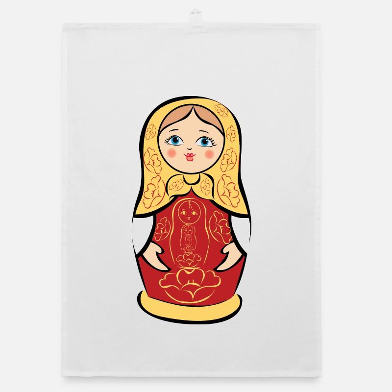 Matryoshka with floral pattern Organic dish towel
