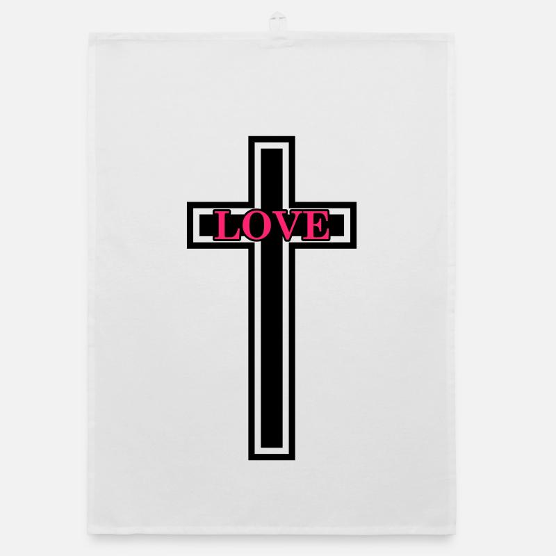 Croix Amour Chrétien Torchon bio