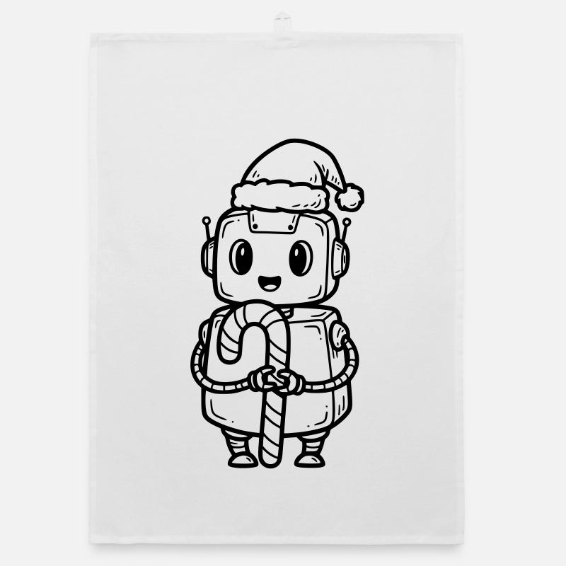 Cute Christmas boy with gift Organic dish towel