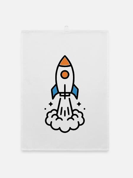 Comic spatial Rocket Launch - Torchon bio - blanc - Devant