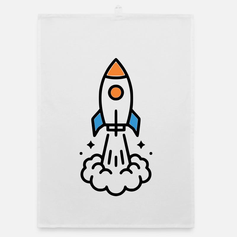 Rocket Launch Space Comic Organic dish towel