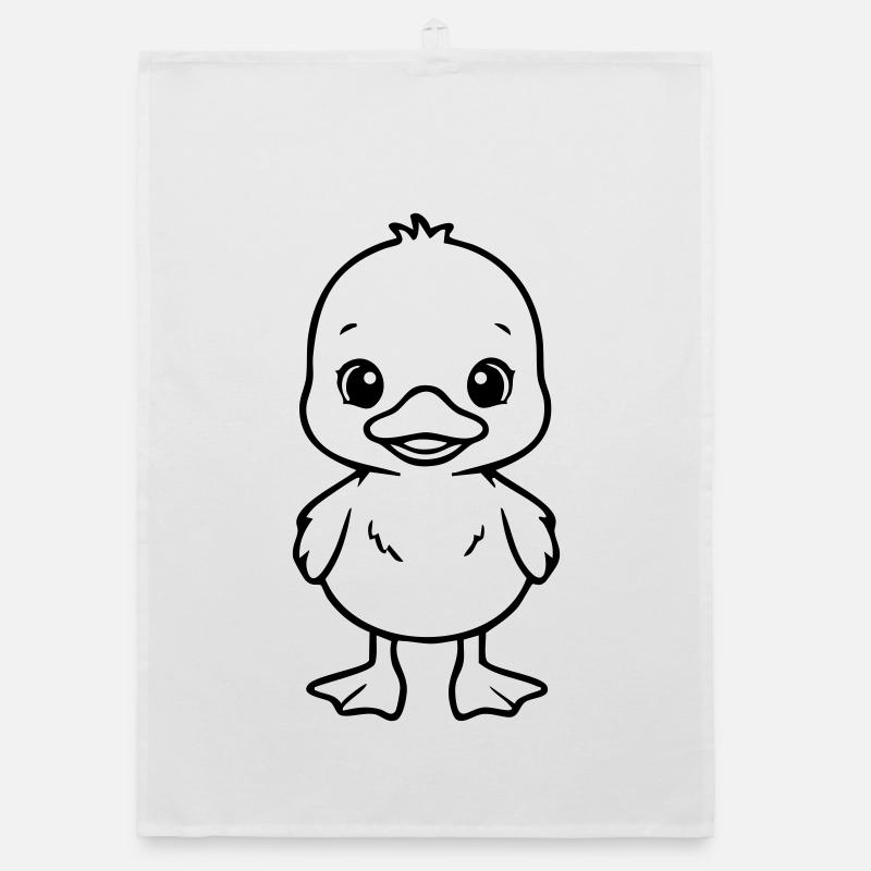 Bébé canard mignon – Design noir et blanc Torchon bio