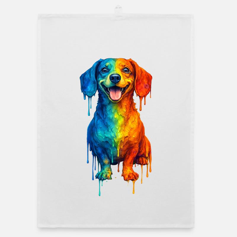 Teckel aux couleurs vives Torchon bio