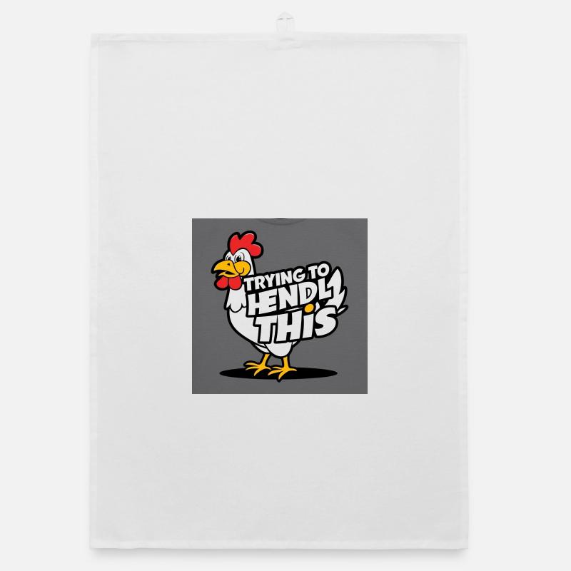 Comic Chicken "Trying to Hendl this" Organic dish towel