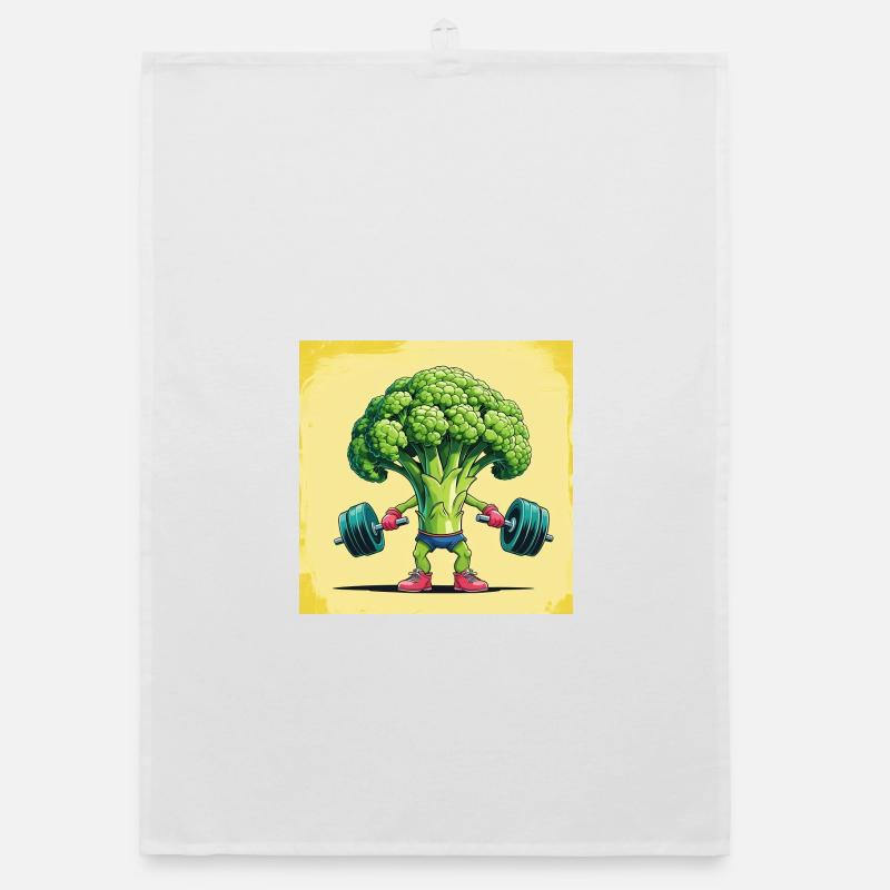 Broccoli powerhouse with dumbbell Organic dish towel