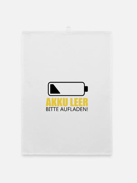 Akku leer , bitte Aufladen! - Organic Geschirrtuch - Weiß - Vorne