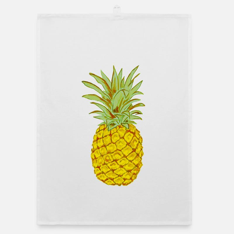 Ripe Pineapple Yellow Stylized Drawing Organic dish towel
