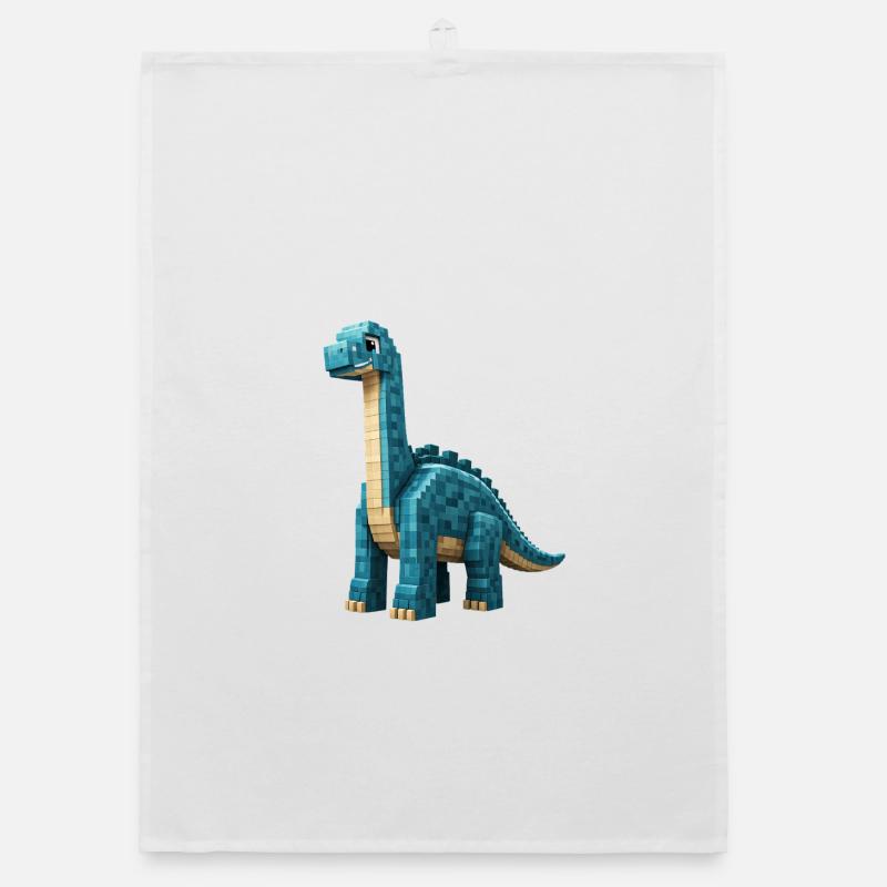 Pixel Brontosaurus Organic Geschirrtuch