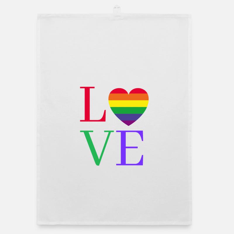 Rainbow Love Heart Pride Organic dish towel
